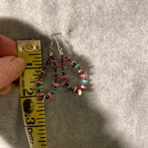 COPY - Santa Domingo hoop turquoise and spiny oyster earrings - Picture 3 of 3